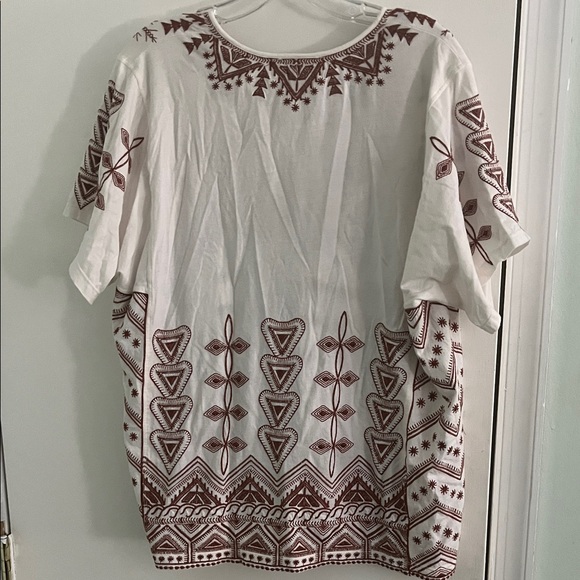 Johnny Was White and Brown Geometric Women's Top - Picture 3 of 3